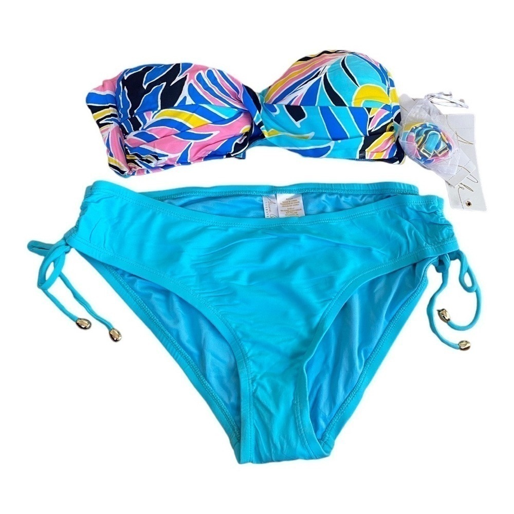 NEW Anne Cole Bikini Set 2 Pc Swimsuit Halter Bandeau Top Hipster Bottom Size S